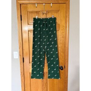 Magellan Outdoors Mens Pajama Pants L Green Deer Print Fleece Loungewear